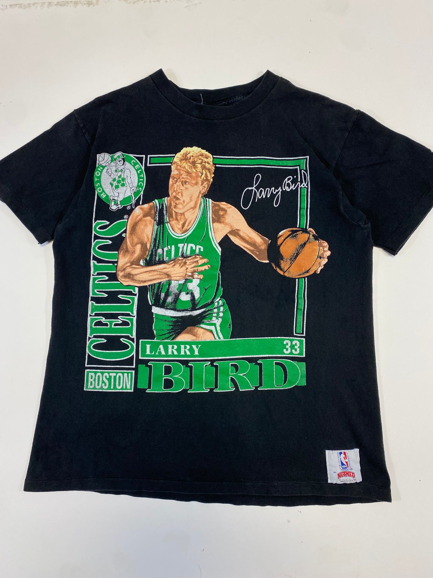 1990’s Larry Bird Celtics Nutmeg Card T-Shirt