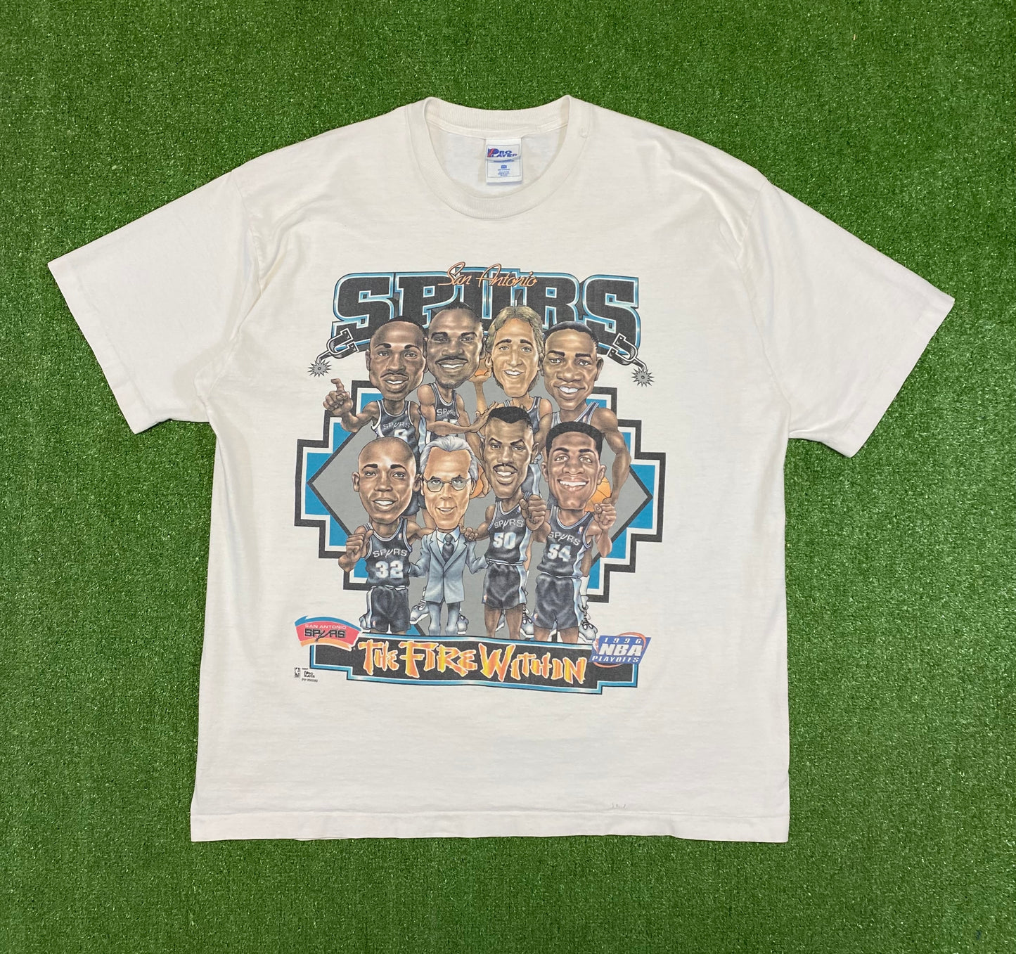 1996 San Antonio Spurs “The Fire Within” Pro Player Caricature T-Shirt XXL