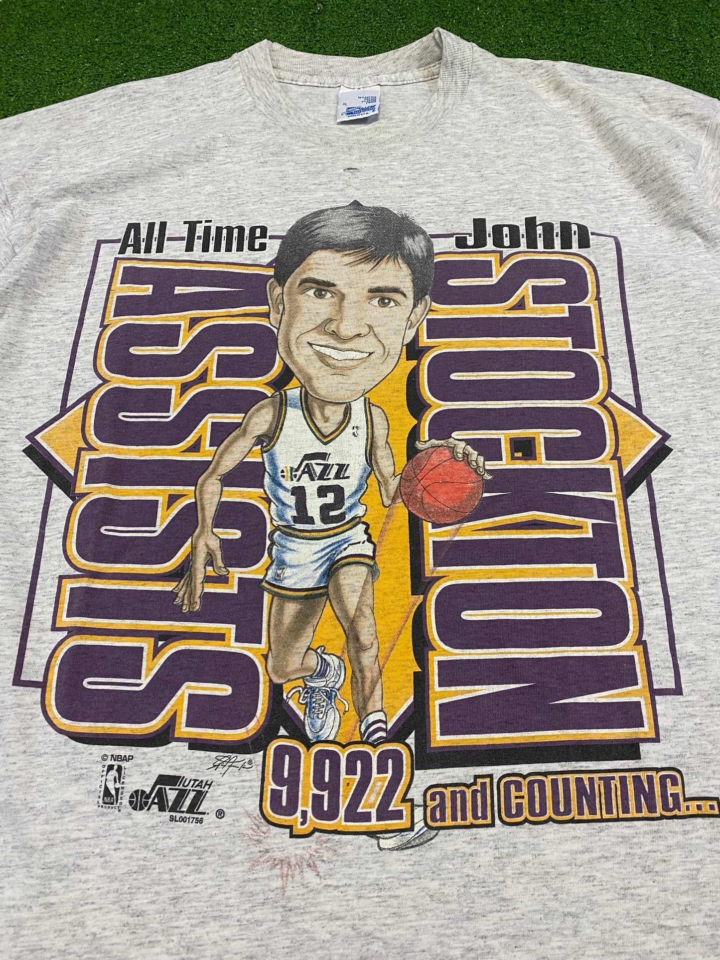 John Stockton 1995 All-Time Assist Salem Sports T-Shirt XL