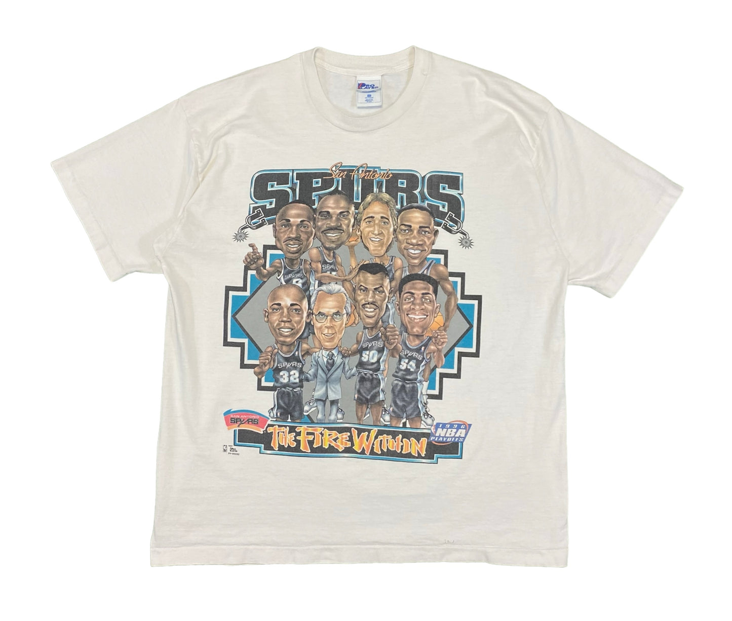 1996 San Antonio Spurs “The Fire Within” Pro Player Caricature T-Shirt XXL