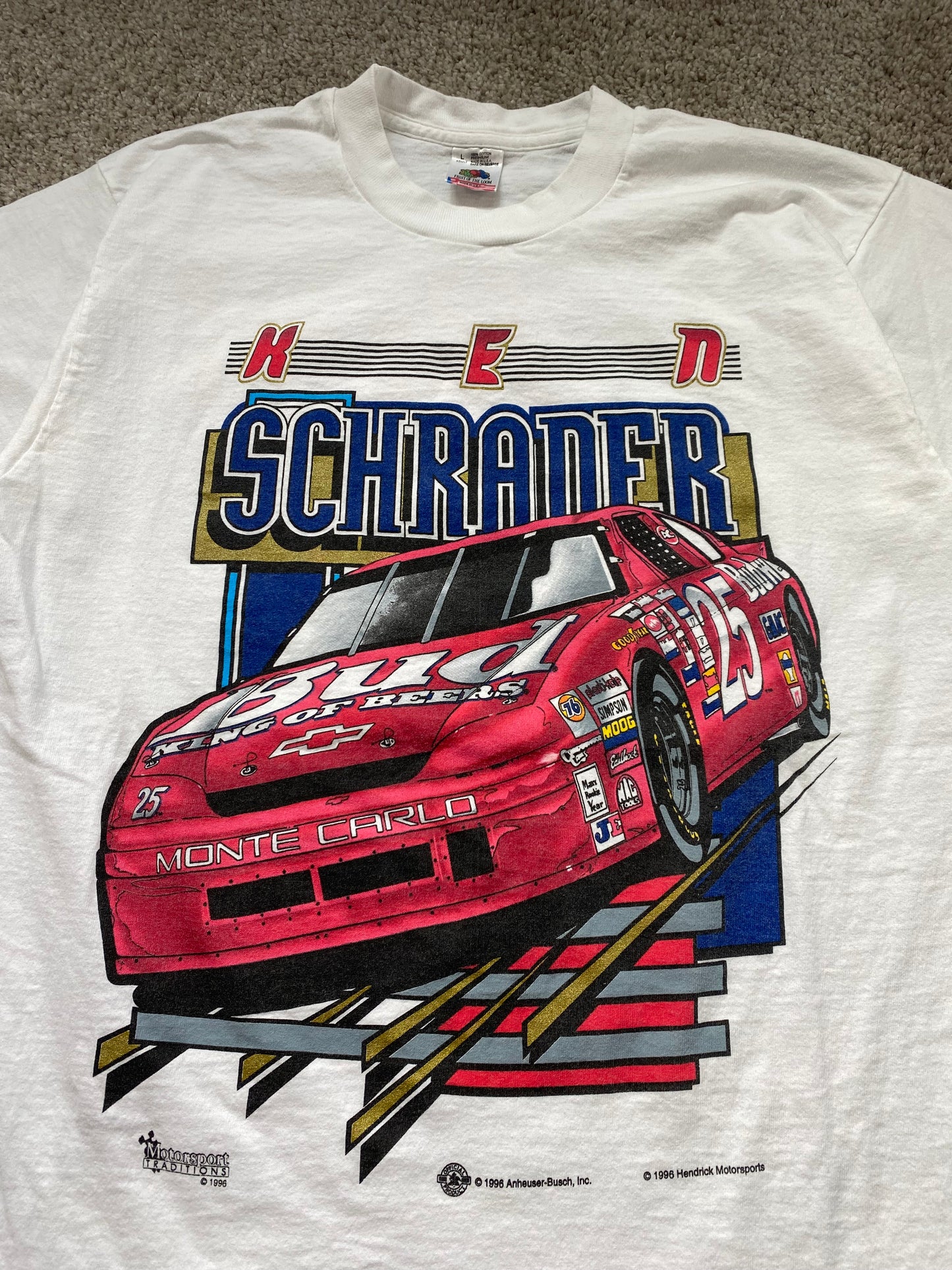 Ken Schrader ‘96 Bud Racing NASCAR T-Shirt L