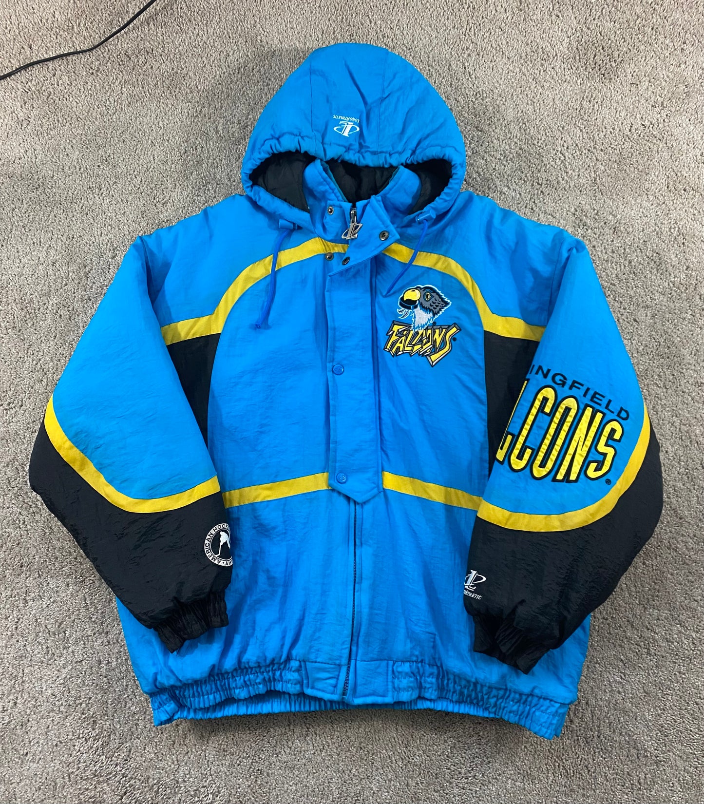 Springfield Falcons Logo Athletic Puffer 90’s Jacket XXL