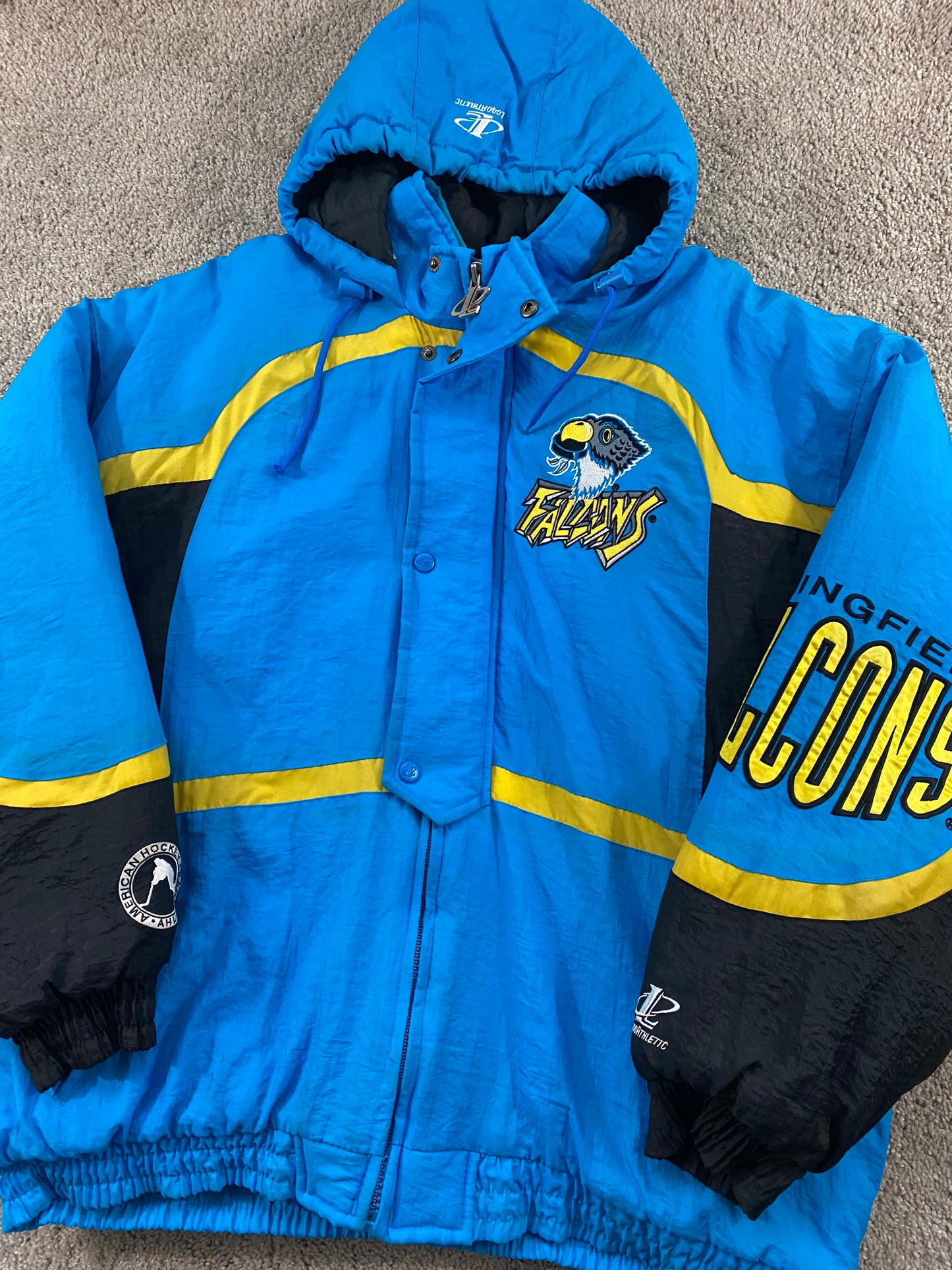 Springfield Falcons Logo Athletic Puffer 90’s Jacket XXL
