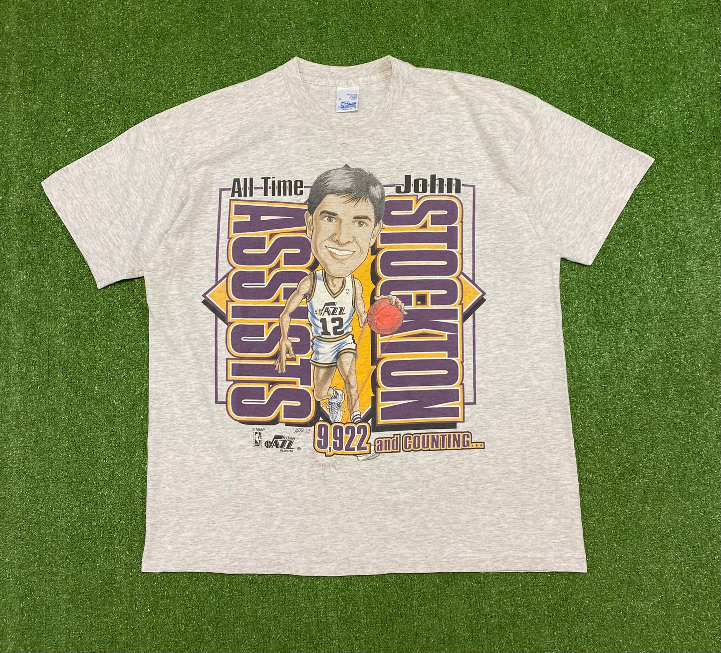 John Stockton 1995 All-Time Assist Salem Sports T-Shirt XL