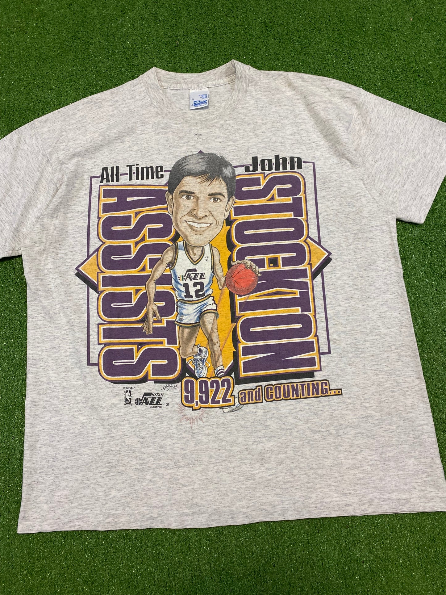 John Stockton 1995 All-Time Assist Salem Sports T-Shirt XL