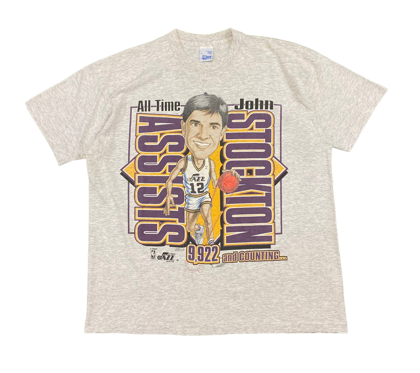 John Stockton 1995 All-Time Assist Salem Sports T-Shirt XL