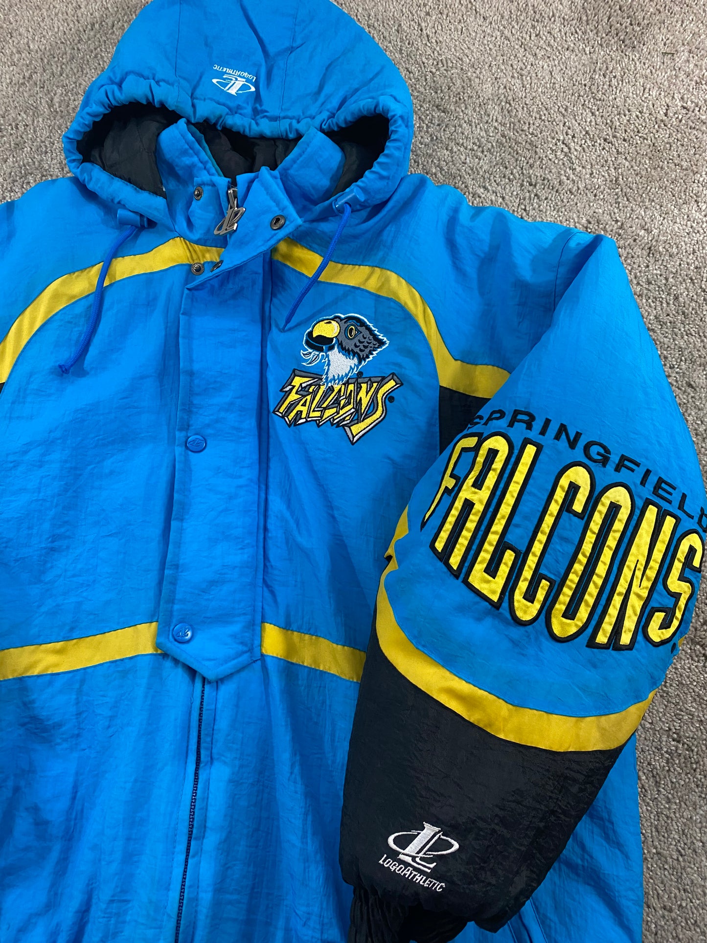 Springfield Falcons Logo Athletic Puffer 90’s Jacket XXL
