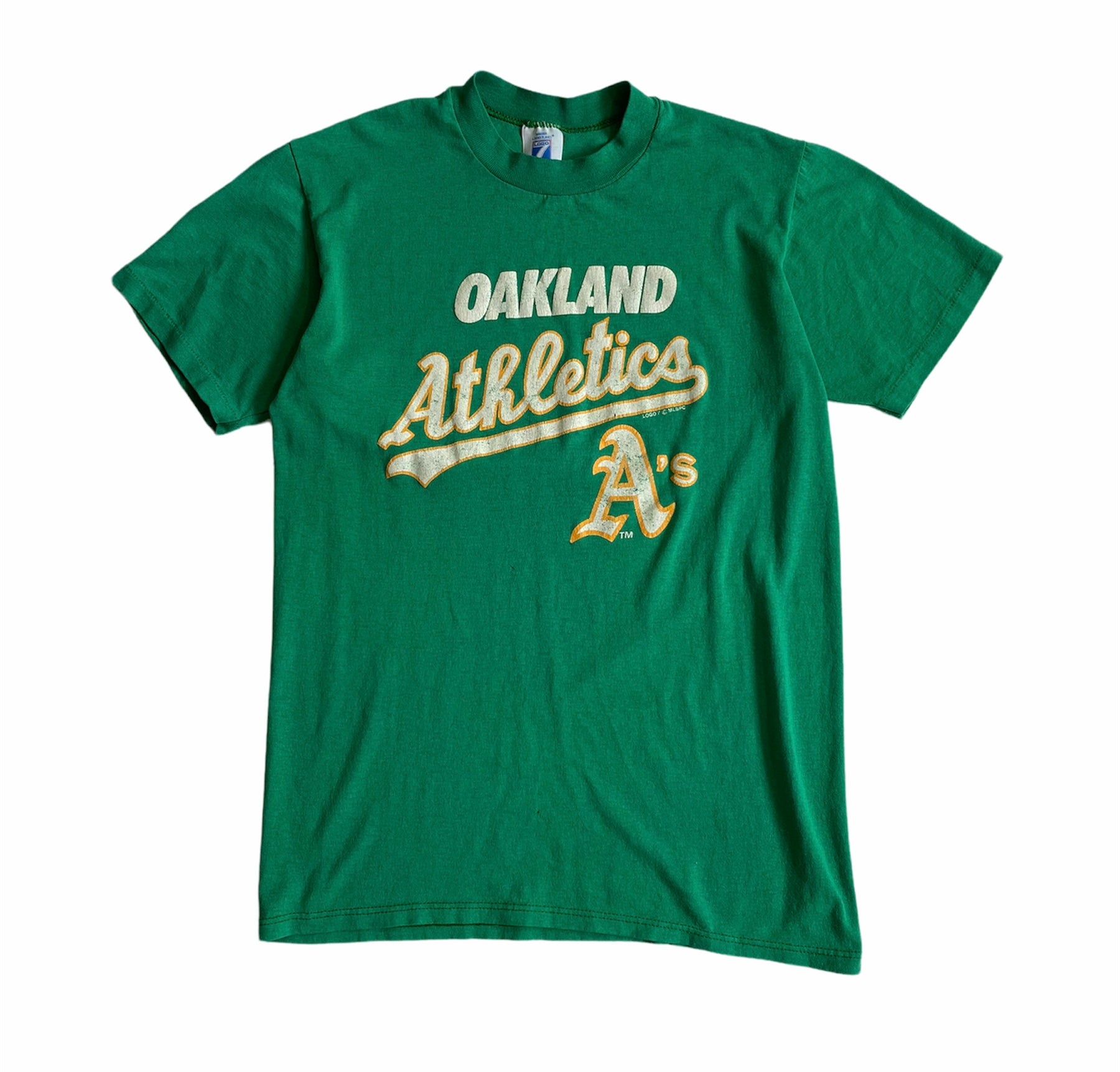 1980s Oakland A's Yellow T-shirt // Champion Tag // Medium 