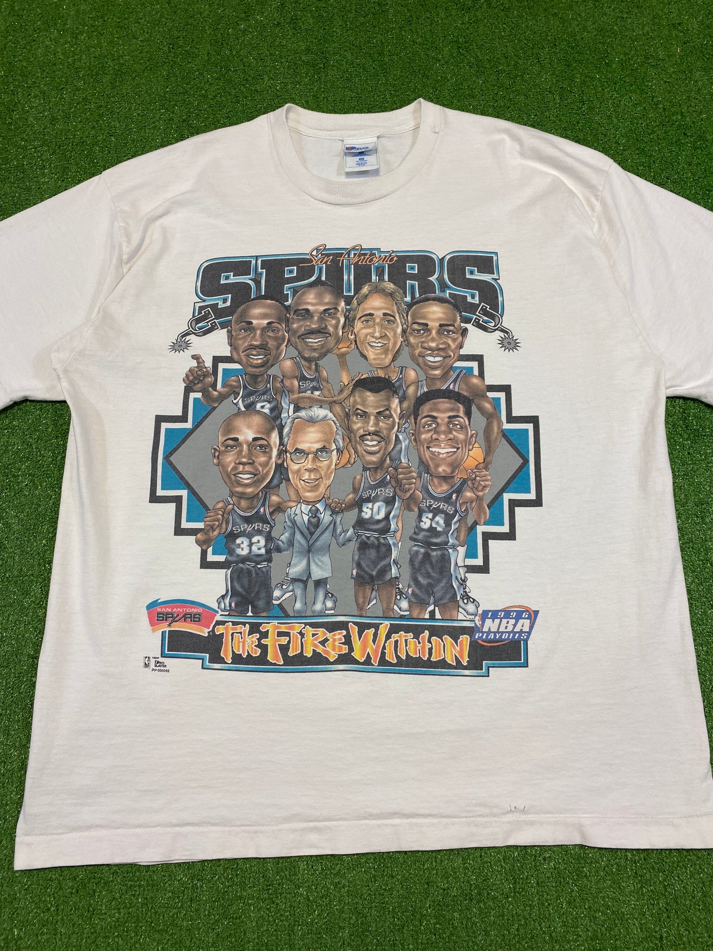 1996 San Antonio Spurs “The Fire Within” Pro Player Caricature T-Shirt XXL