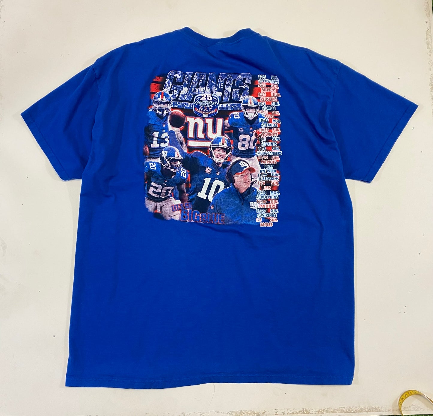2015 New York Giants Super Bowl Anniversary T-Shirt XXL